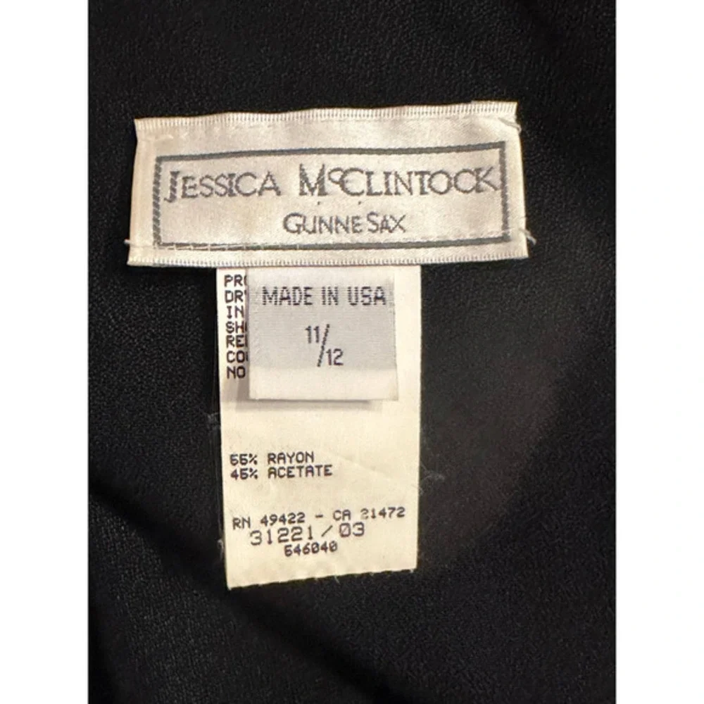 Vintage Jessica McClintock Gunne Sax Black Lace Detail Long Dress Size 11/12 - Picture 5 of 9
